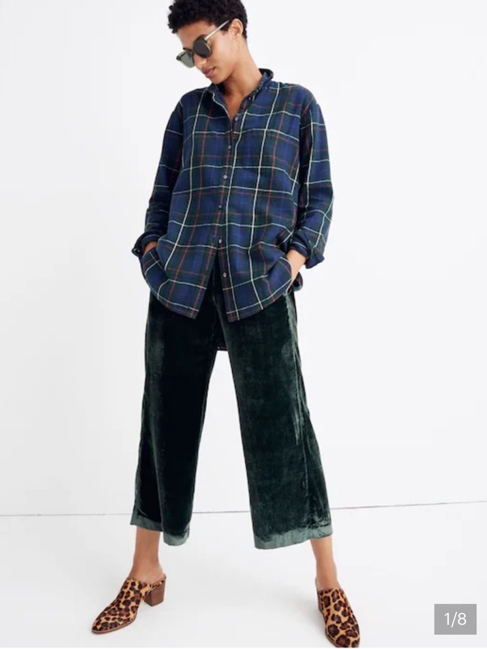 Madewell green velvet Huston pull on cropped pants small holiday party velour